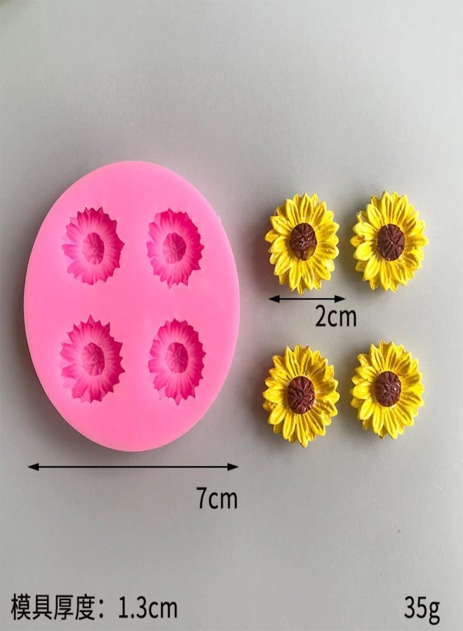 Skytail 4 Slot Daisy Sunflower Silicone Candle Mould for Candle Making Aromatherapy Lotus Candle Mini Wax Melts Home Decorations 3D Different Size Flower Polymer Clay Resin Gum Paste Sugar Craft - Image 2